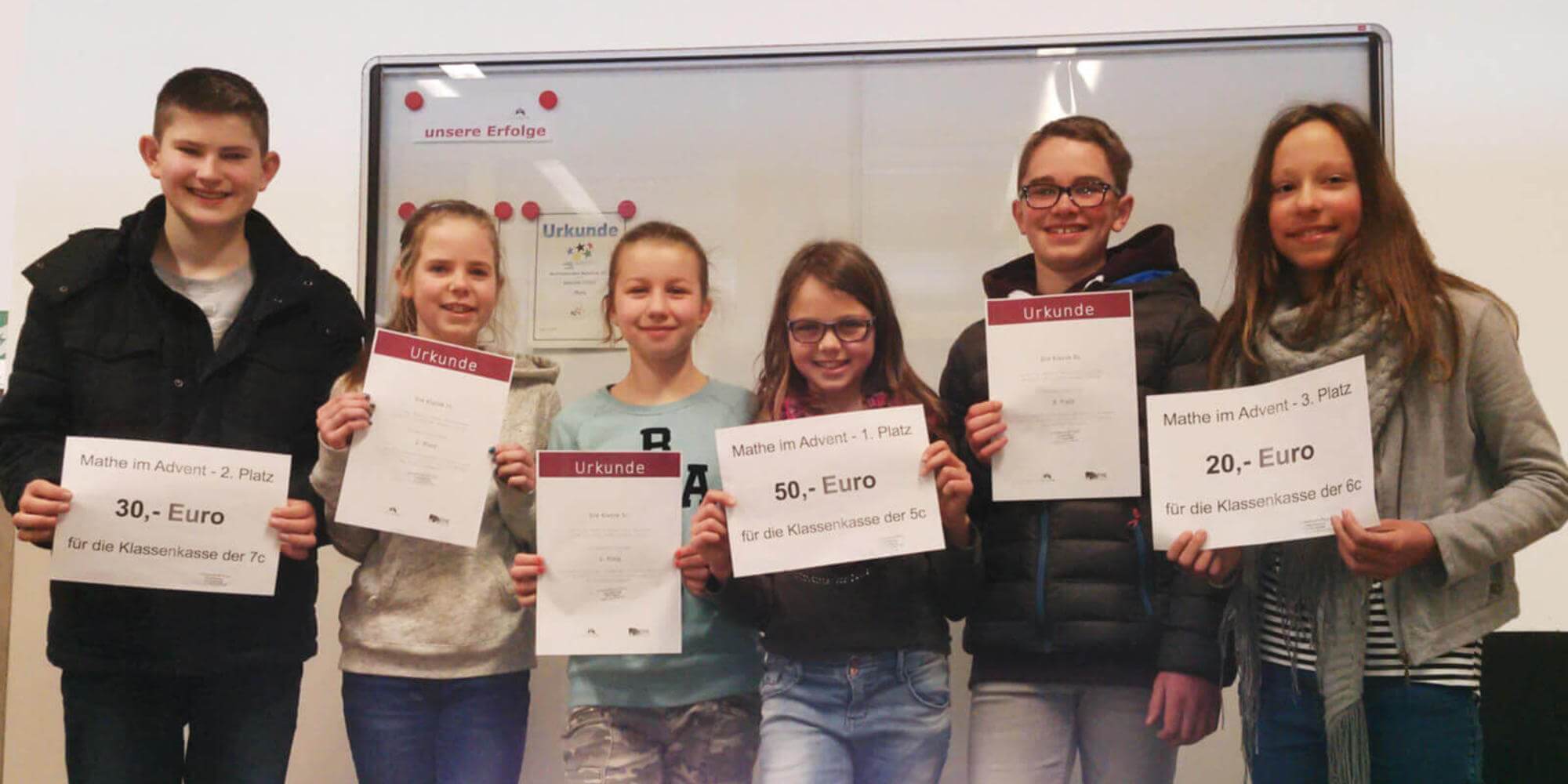 Mathe im Advent 2016 - Klassensieger 5c, 6c und 7c