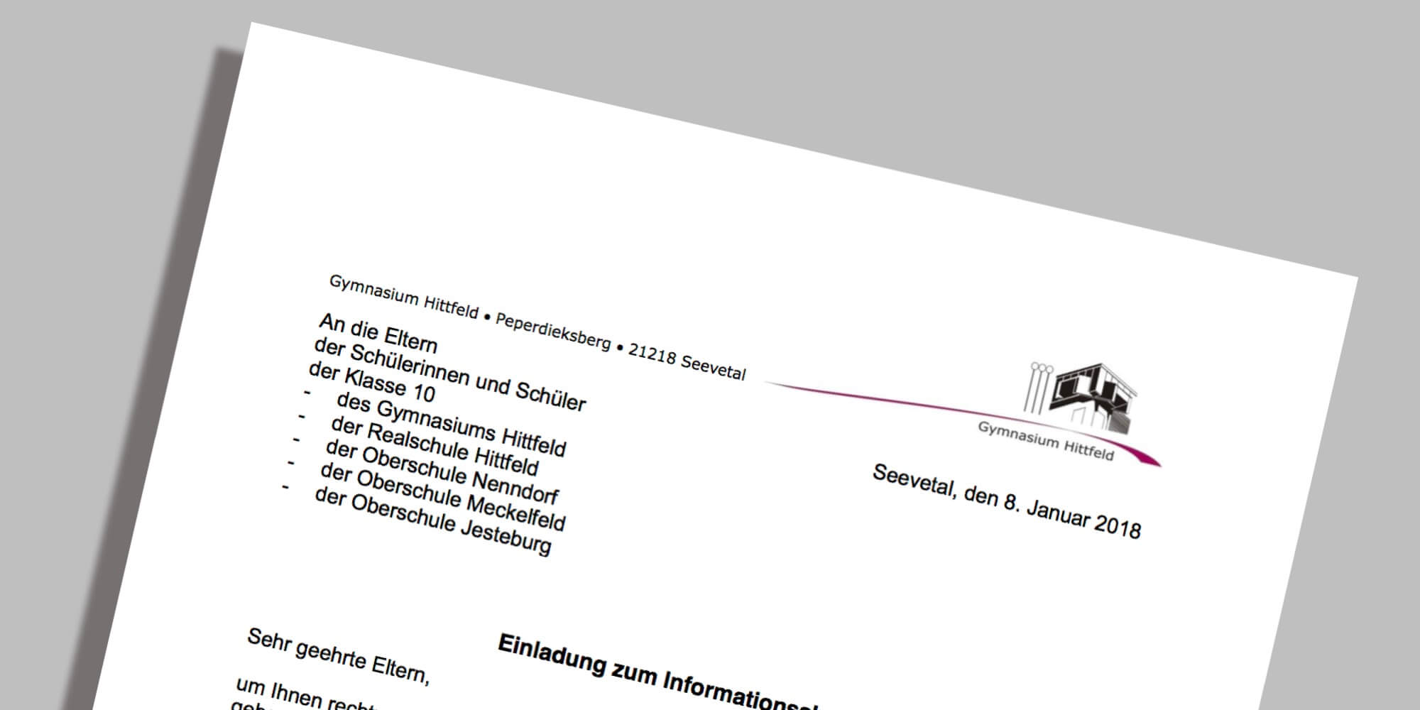 Einladung Informationsabend für die Oberstufe 2018