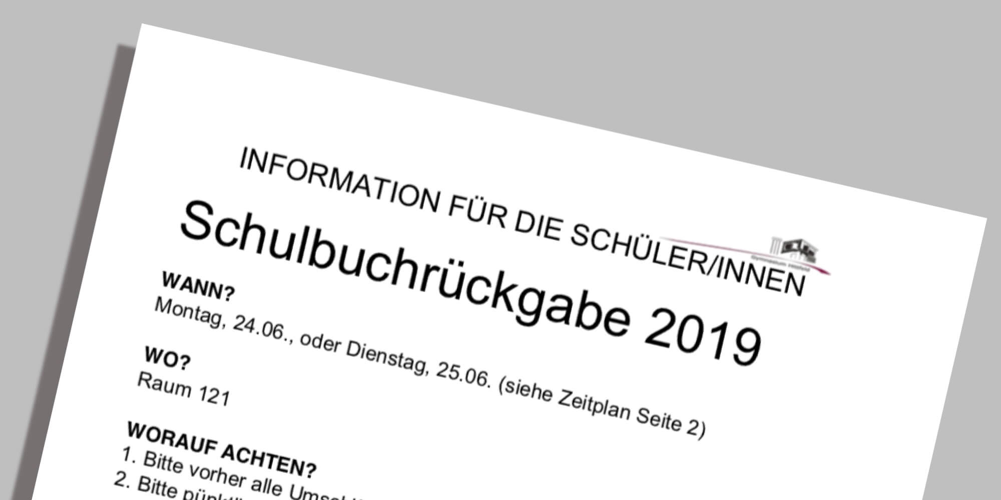 Beitragsbild - Schulbuchrückgabe 2019