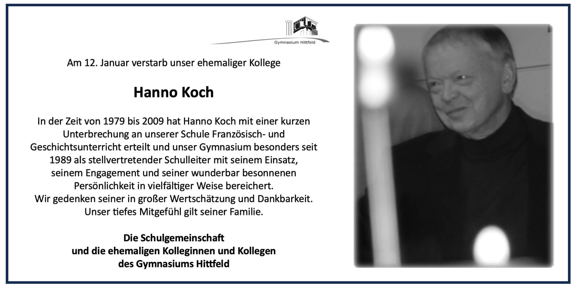 Beitragsbild - Gedenken an Hanno Koch